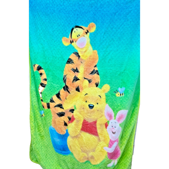 VTG Y2K Winnie The Pooh Piglet Tigger Soft Plush Throw Blanket 59x78 Disney - Picture 2 of 5